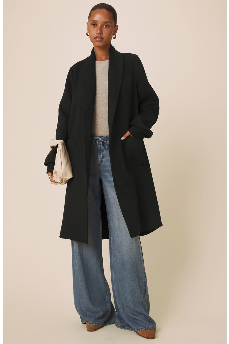 Willa Long Coat, Alternate, color, BLACK