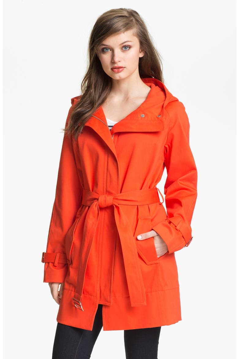 Hooded Trench Coat, Main, color, ORANGE