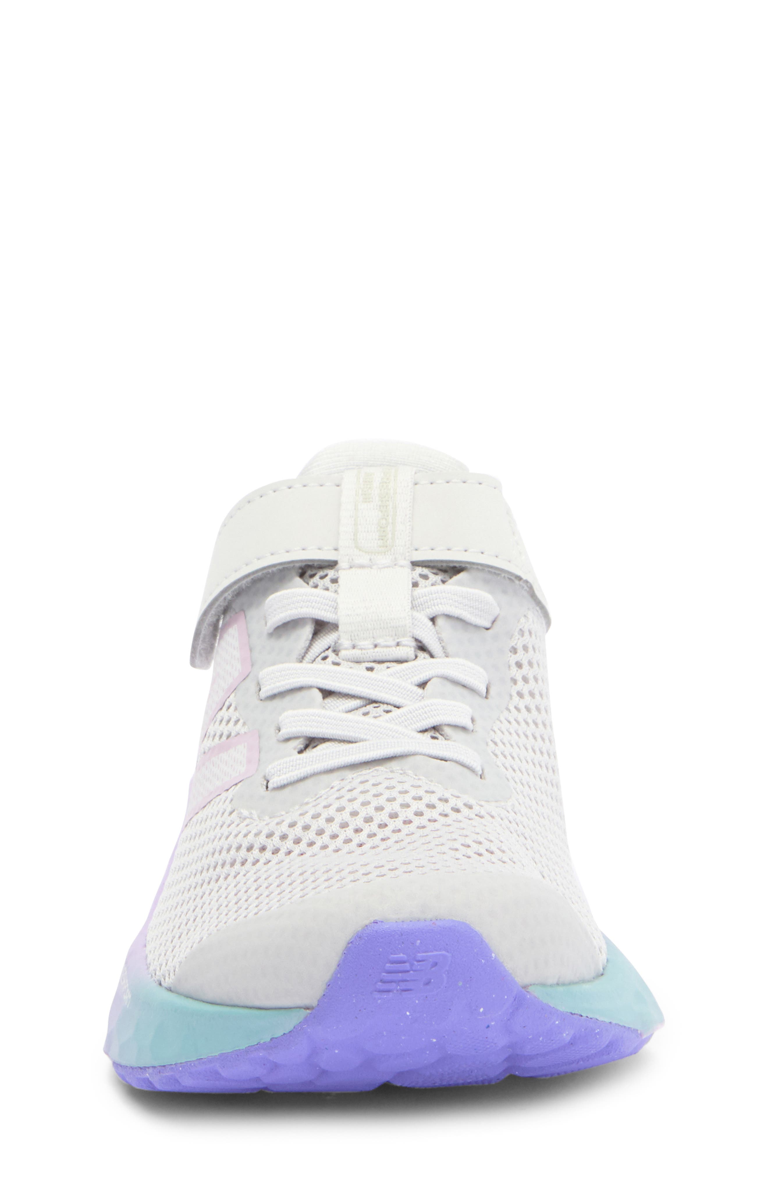 New Balance Kids' Fresh Foam Arishi V4 Bungee Sneaker, Alternate, color, Grey Matter/ Mid Century Pink