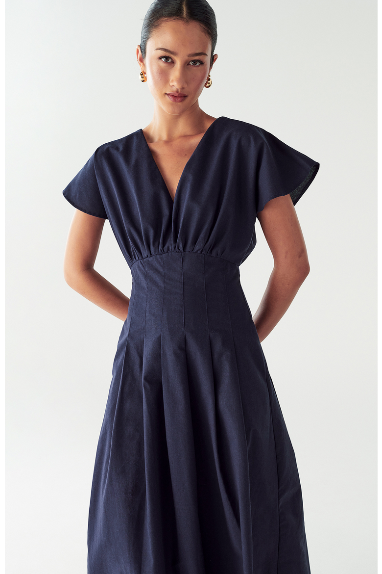 June Midi Dress, Alternate, color, Navy Blue