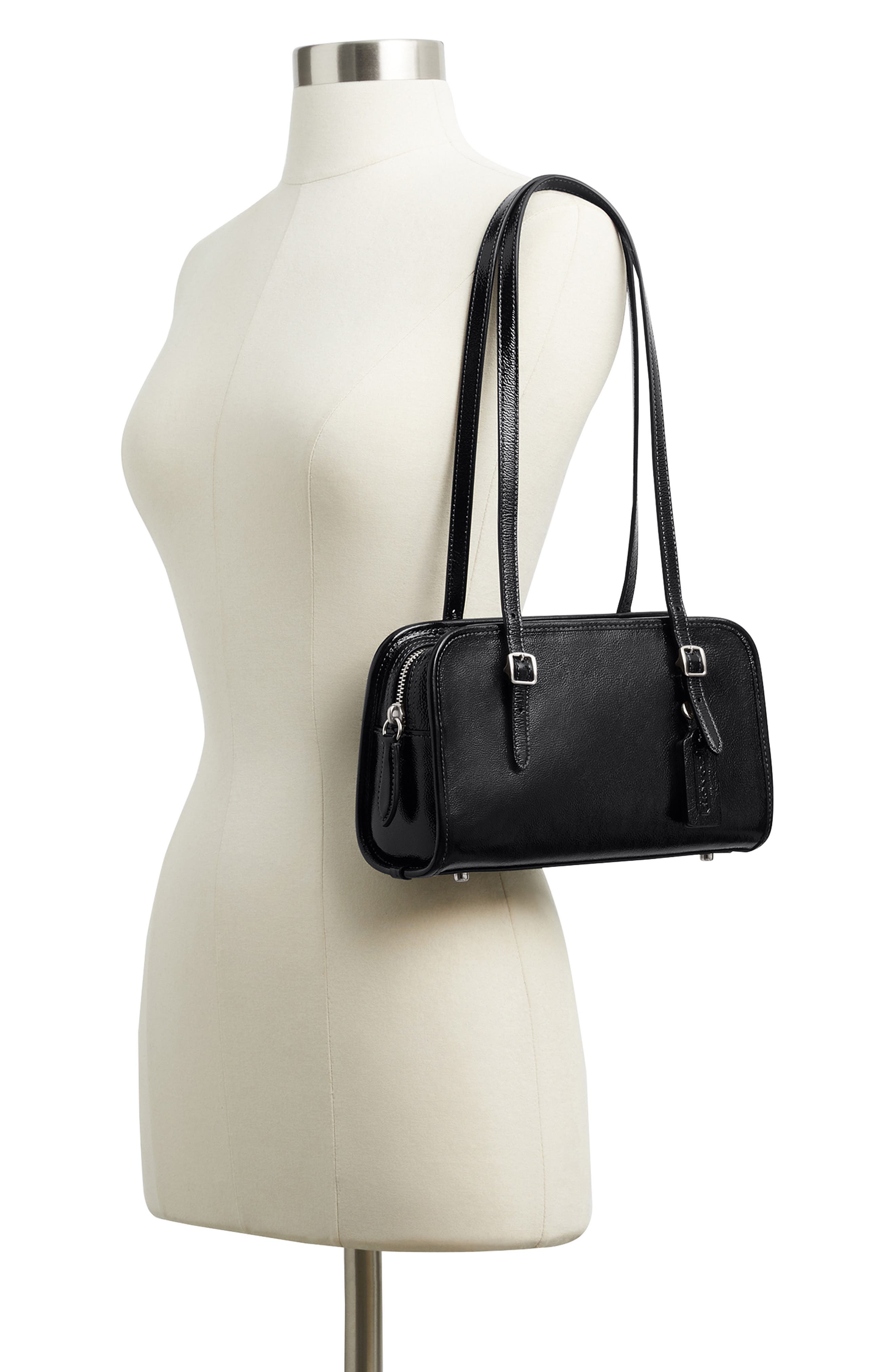 COACH The Coach Originals Crinkle Patent Leather Swing Zip Satchel, Alternate, color, 