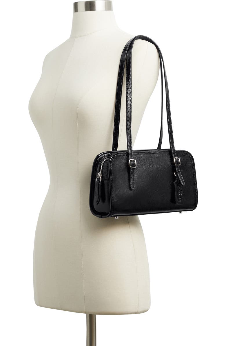 COACH The Coach Originals Crinkle Patent Leather Swing Zip Satchel, Alternate, color,