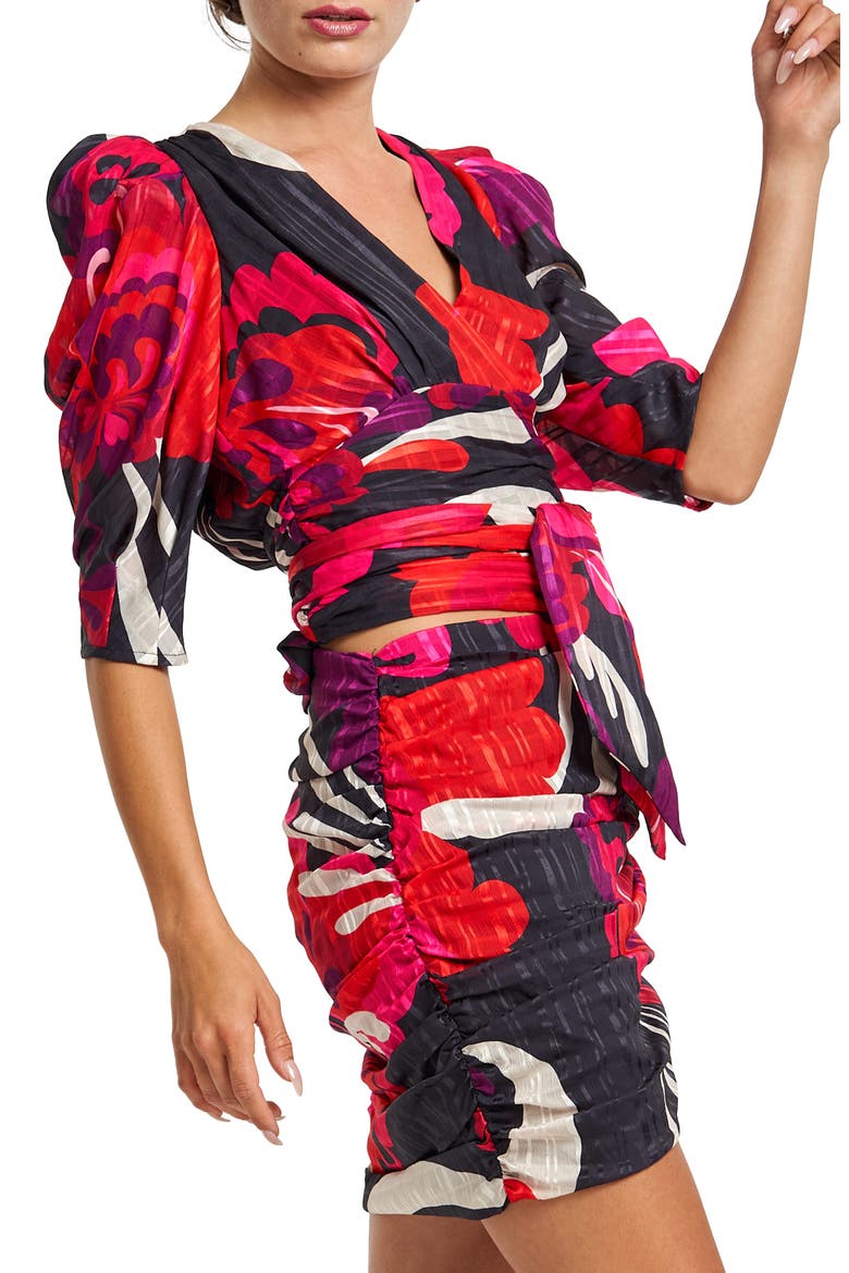 Farrah Floral Puffed Sleeve Top, Alternate, color, RED MULTI