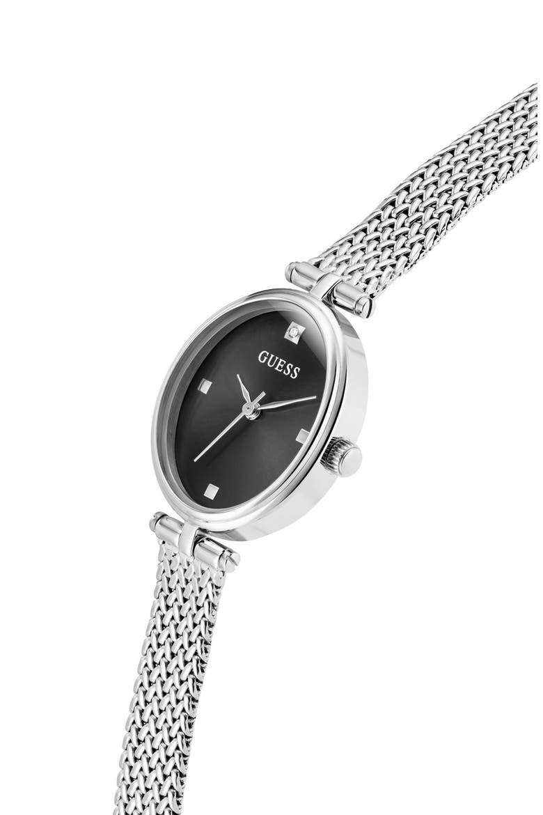 Ruby Oval Mesh Strap Watch, 24mm, Alternate, color, SILVER TONE