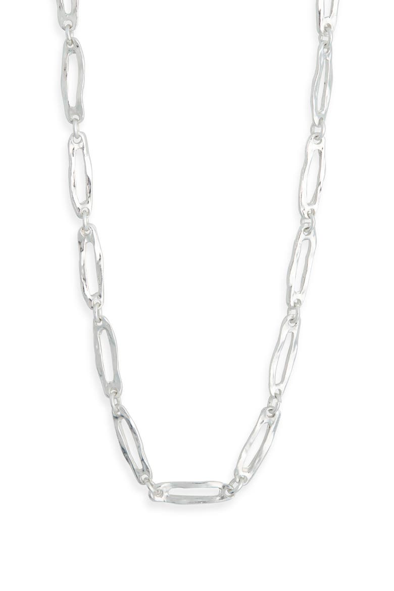 Hammered Oval Link Necklace, Main, color, SILVER