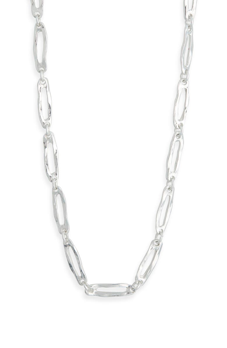 Karine Sultan Hammered Oval Link Necklace, Main, color, Silver