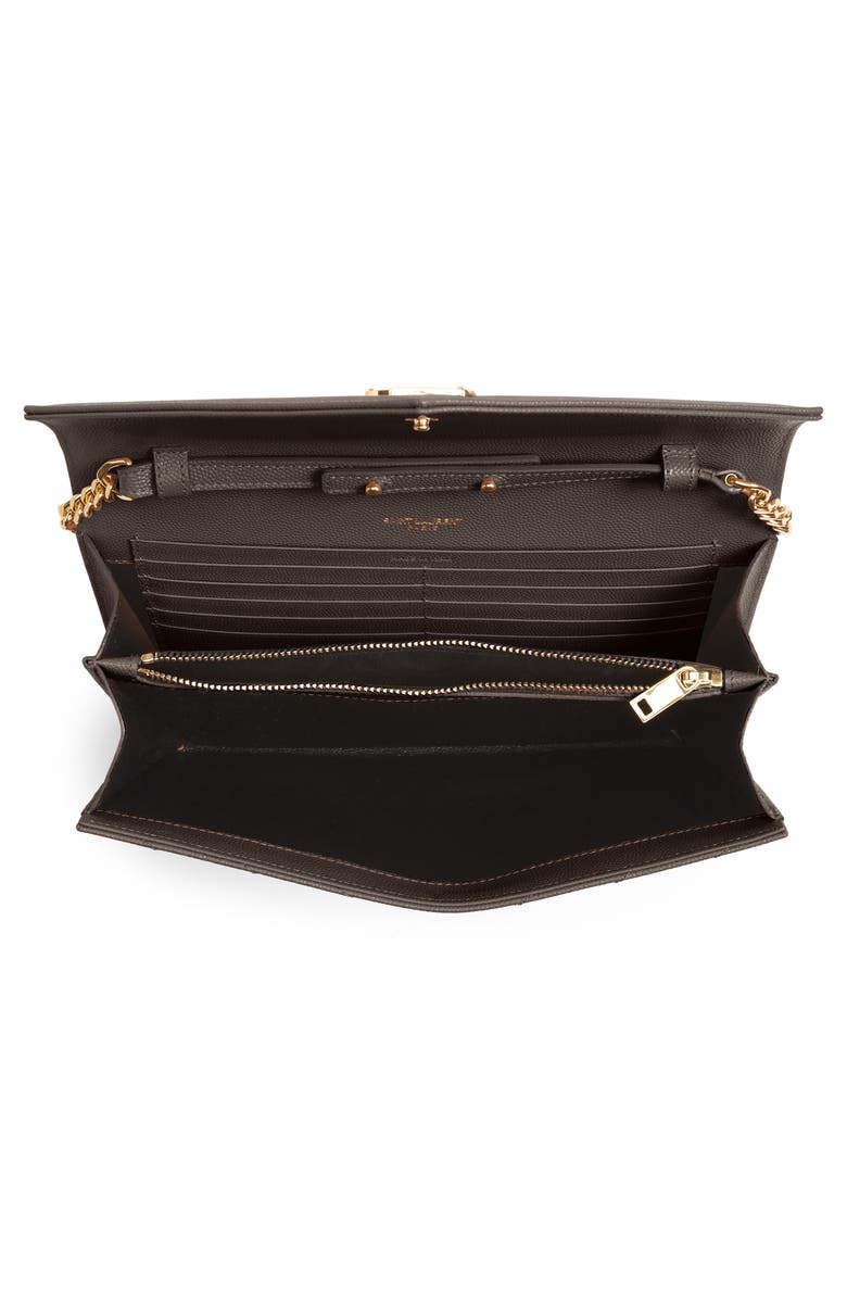 Saint Laurent Monogramme Matelassé Pebbled Calfskin Wallet on a Chain, Alternate, color, 