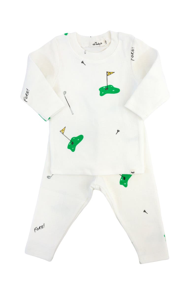Golf Print Two Piece Set, Main, color, Cream
