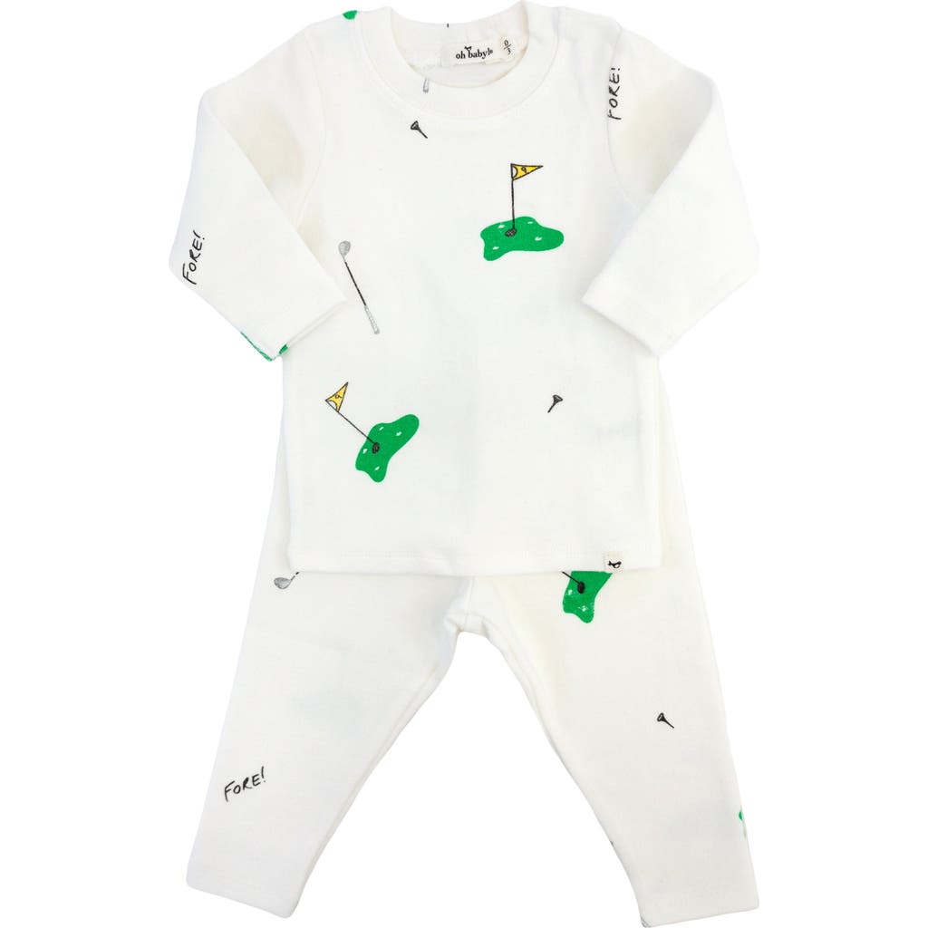 Oh Baby ! Golf Print Two Piece Set In Cream