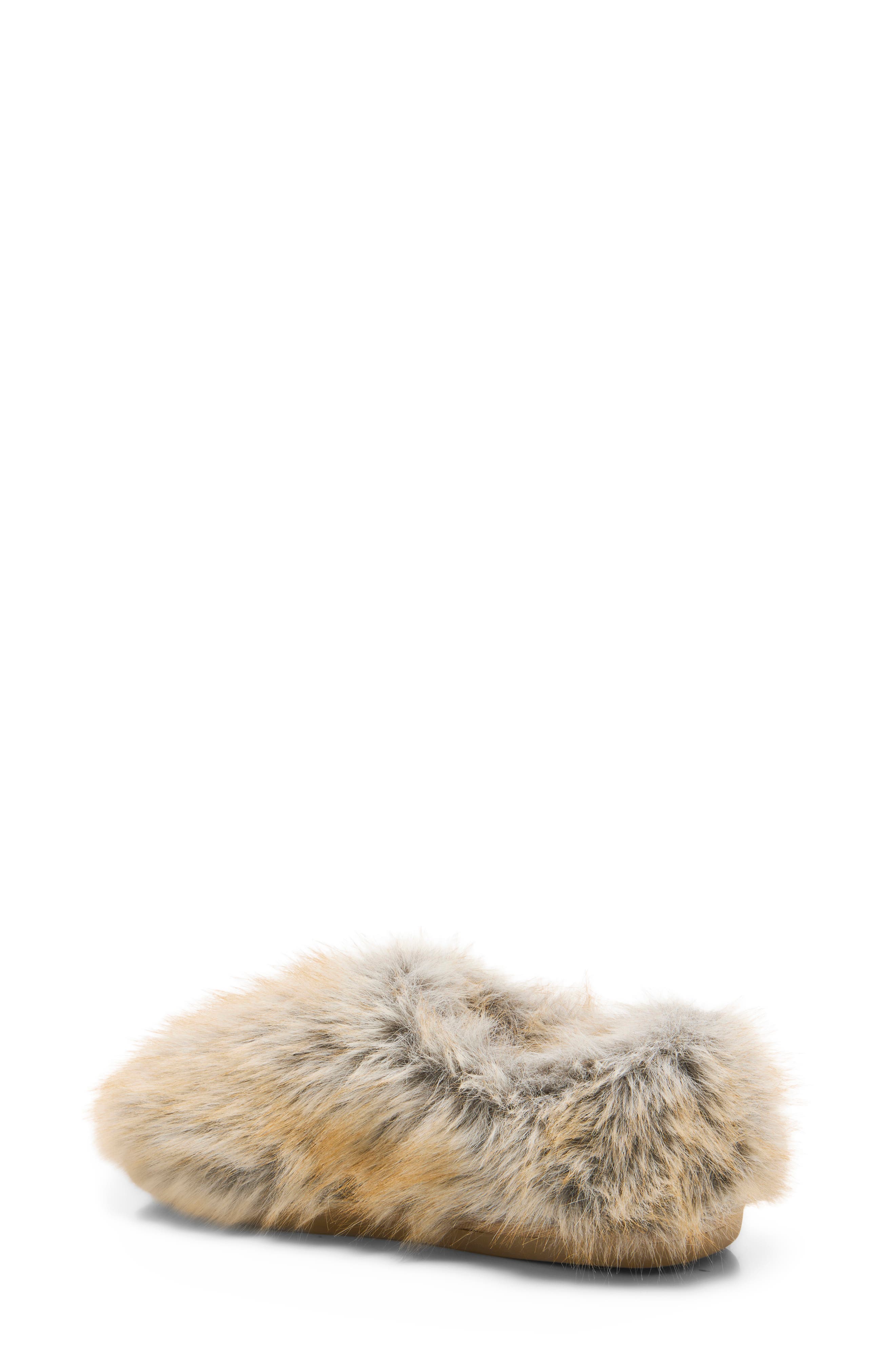 Snowed In Faux Fur Slipper, Alternate, color, BEIGE MULTI