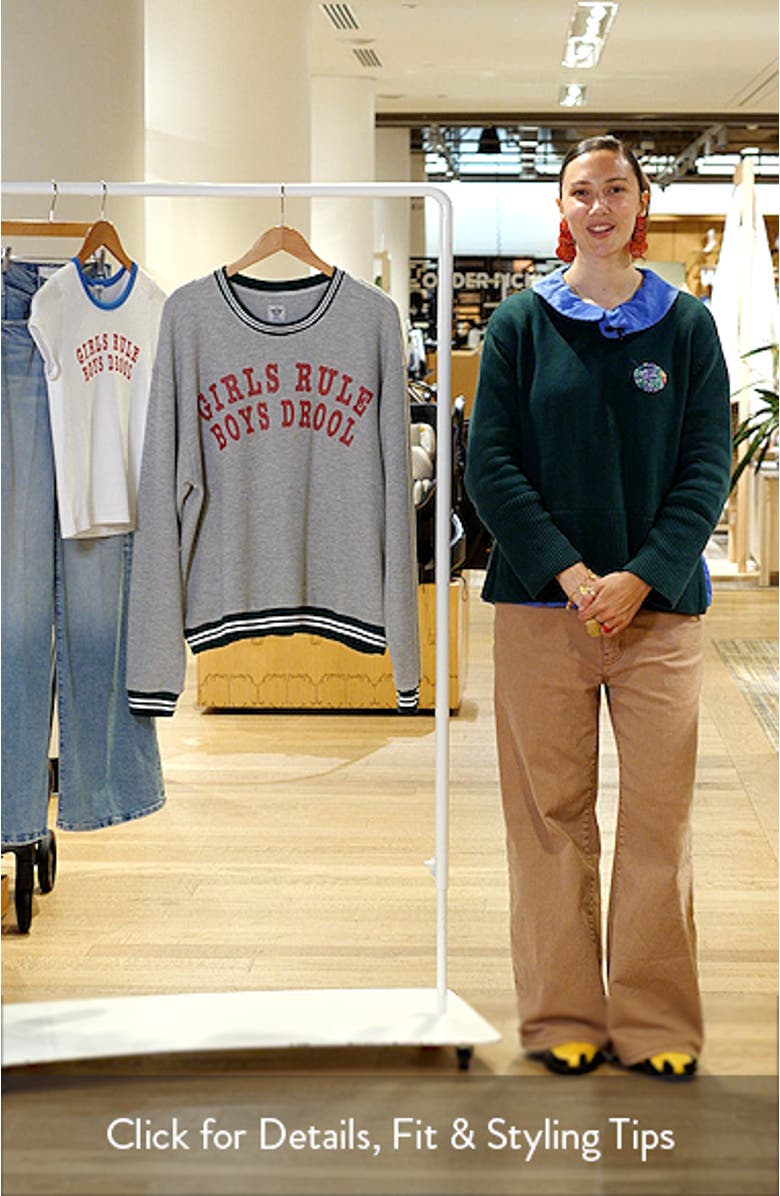 Girls Rule Boys Drool Waffle Knit Sweatshirt, sales video thumbnail
