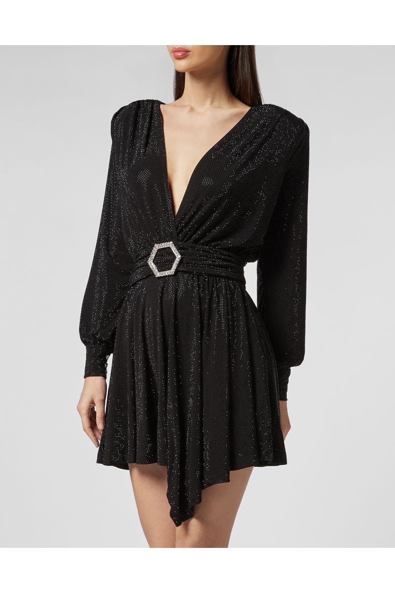 Short Dress Crystal Women, Main, color, black