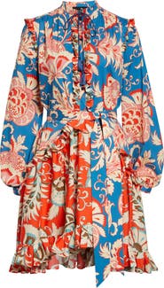 Etro Print Long Sleeve Stretch Cotton Dress