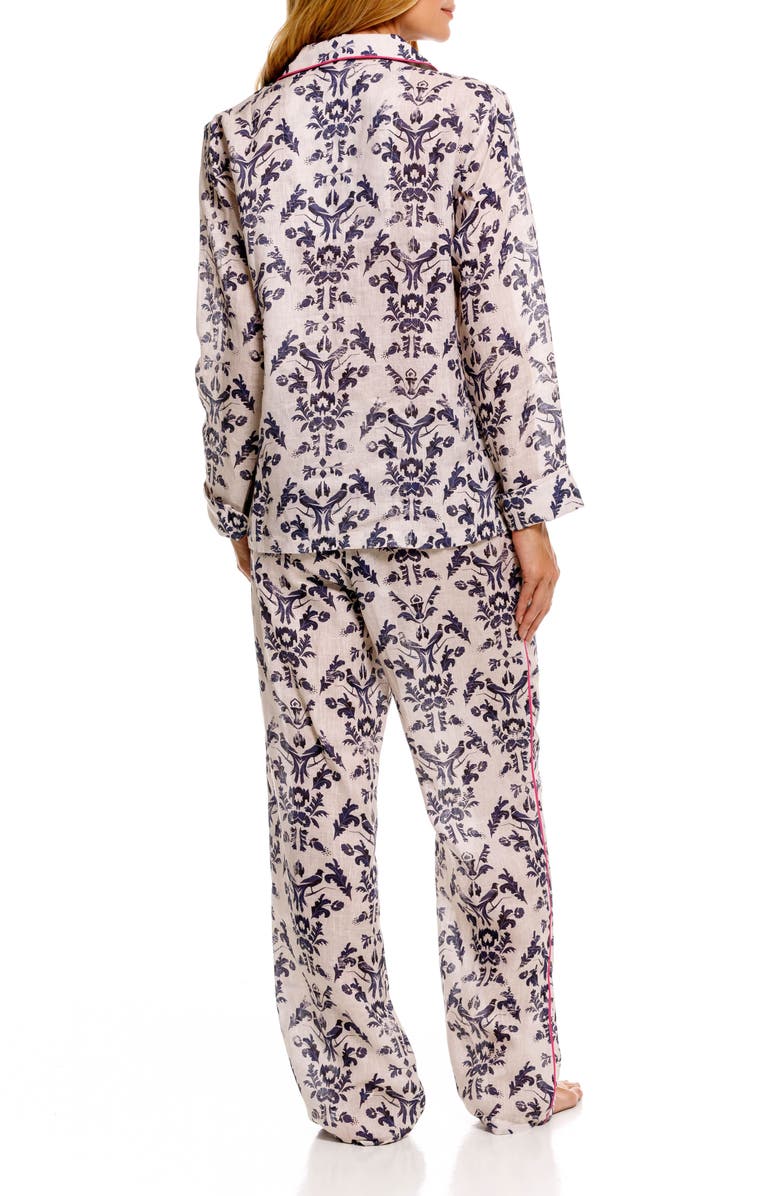 The Lazy Poet Emma Linen Pajamas, Alternate, color, White