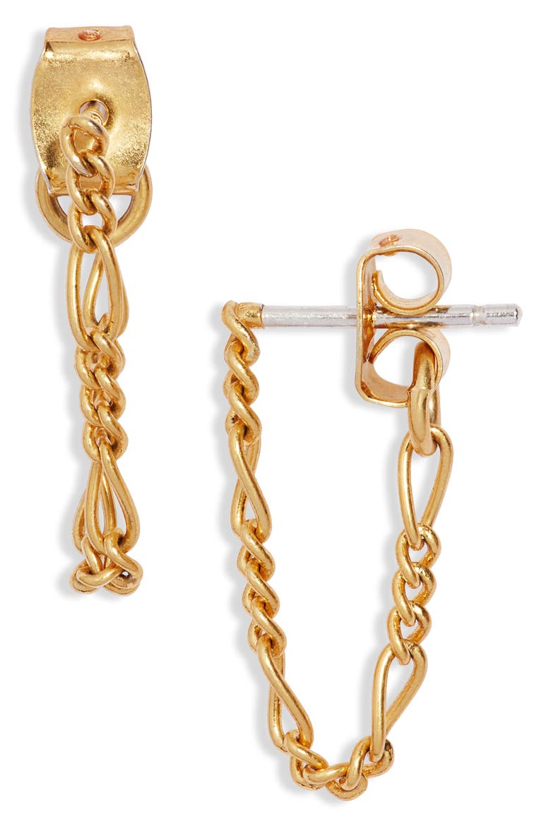 Simple Chain Hoop Earrings, Main, color, VINTAGE GOLD