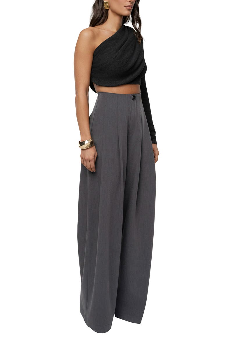 Capsule One-Shoulder Crop Sweater, Alternate, color, BLACK