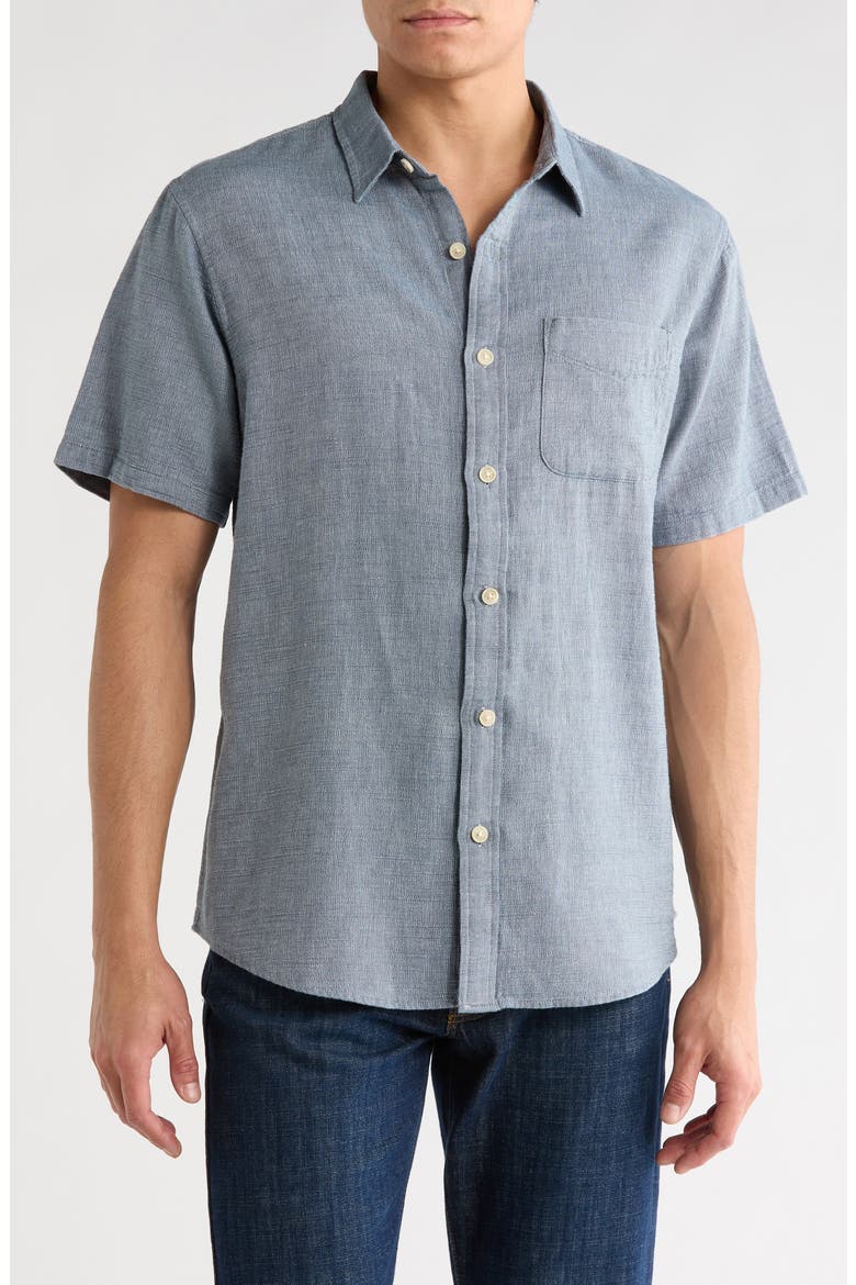 San Gabriel Short Sleeve Cotton Button-Up Shirt, Main, color, CHINA BLUE