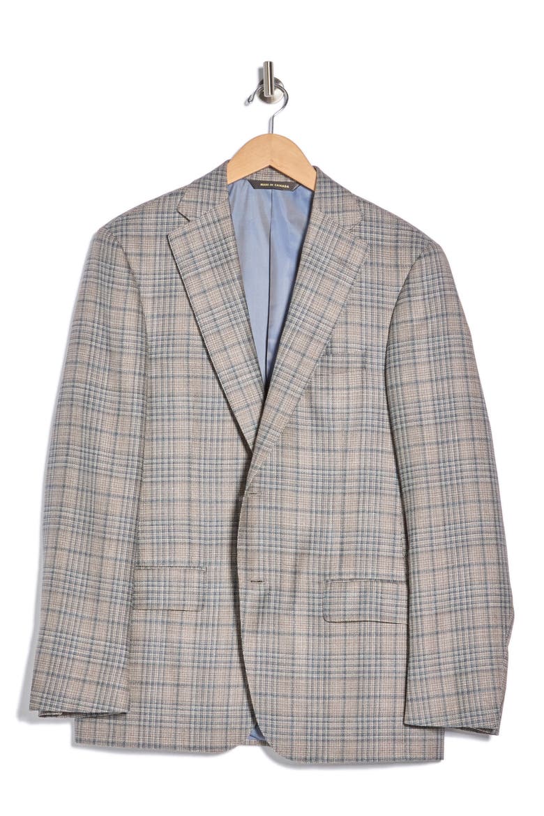 Plaid Wool Blend Sport Coat, Main, color, TAN