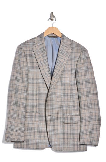 Heritage Gold Plaid Wool Blend Sport Coat In Gray