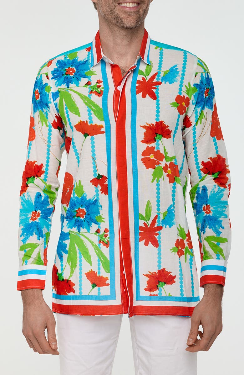 RANEES Floral Button-Up Resort Shirt, Main, color, 