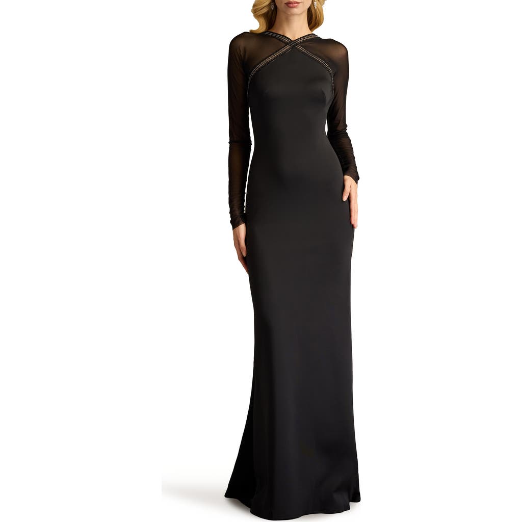 SHO by Tadashi Shoji Illusion Long Sleeve Mermaid Gown in Black  product