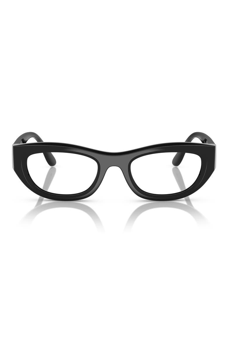 49mm Oval Optical Glasses, Main, color, BLACK