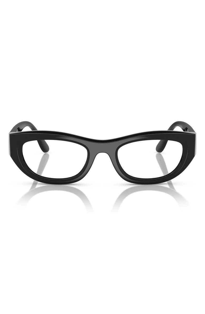VOGUE 51mm Oval Optical Glasses, Main, color, Black