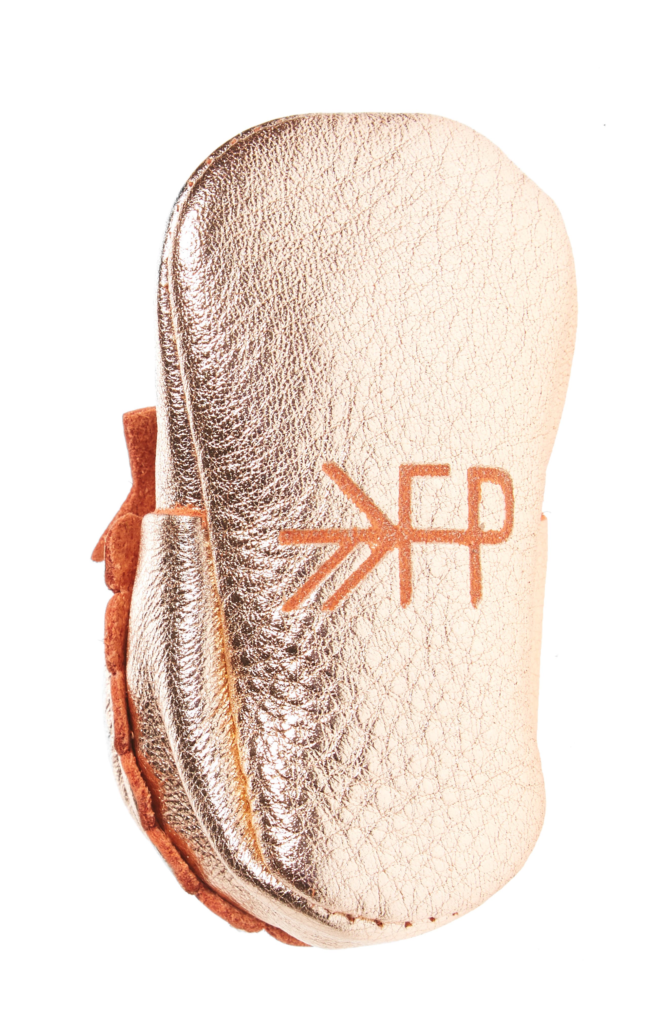 Bow Moccasin, Alternate, color, ROSE GOLD