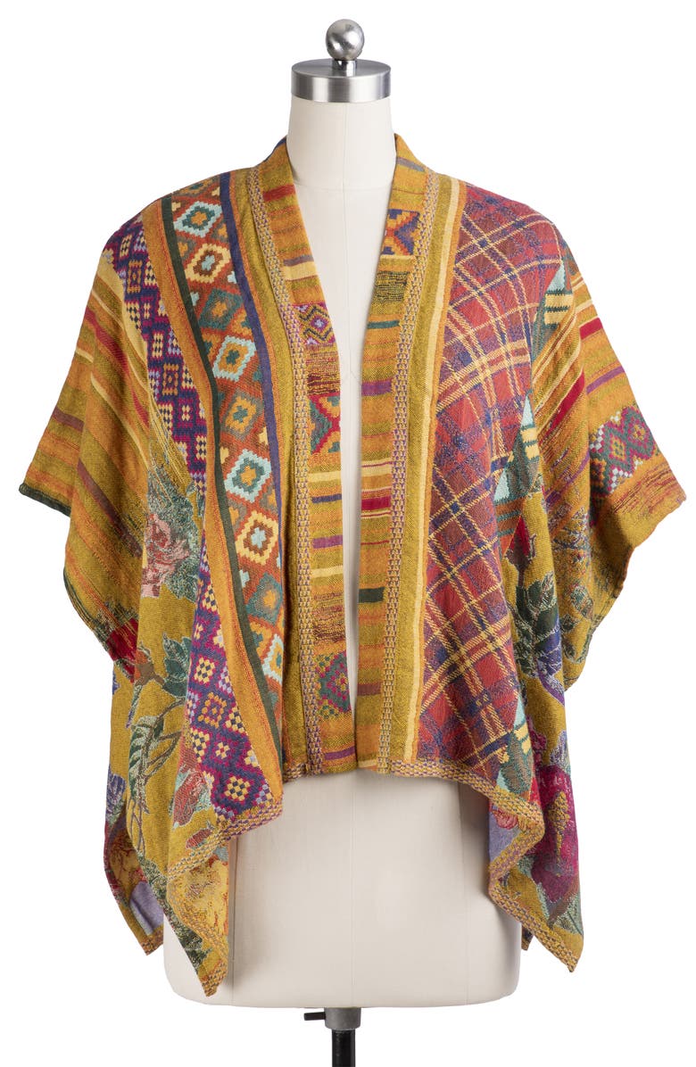 SAACHI Floral Geometric Ruana, Alternate, color, Yellow