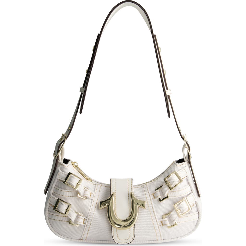 True Religion Multi-strap Denim Shoulder Bag In White