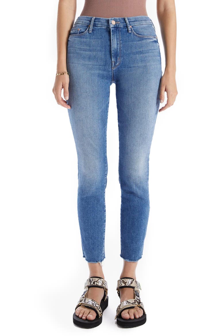 The Looker High Waist Frayed Ankle Skinny Jeans, Main, color, HEY SUN