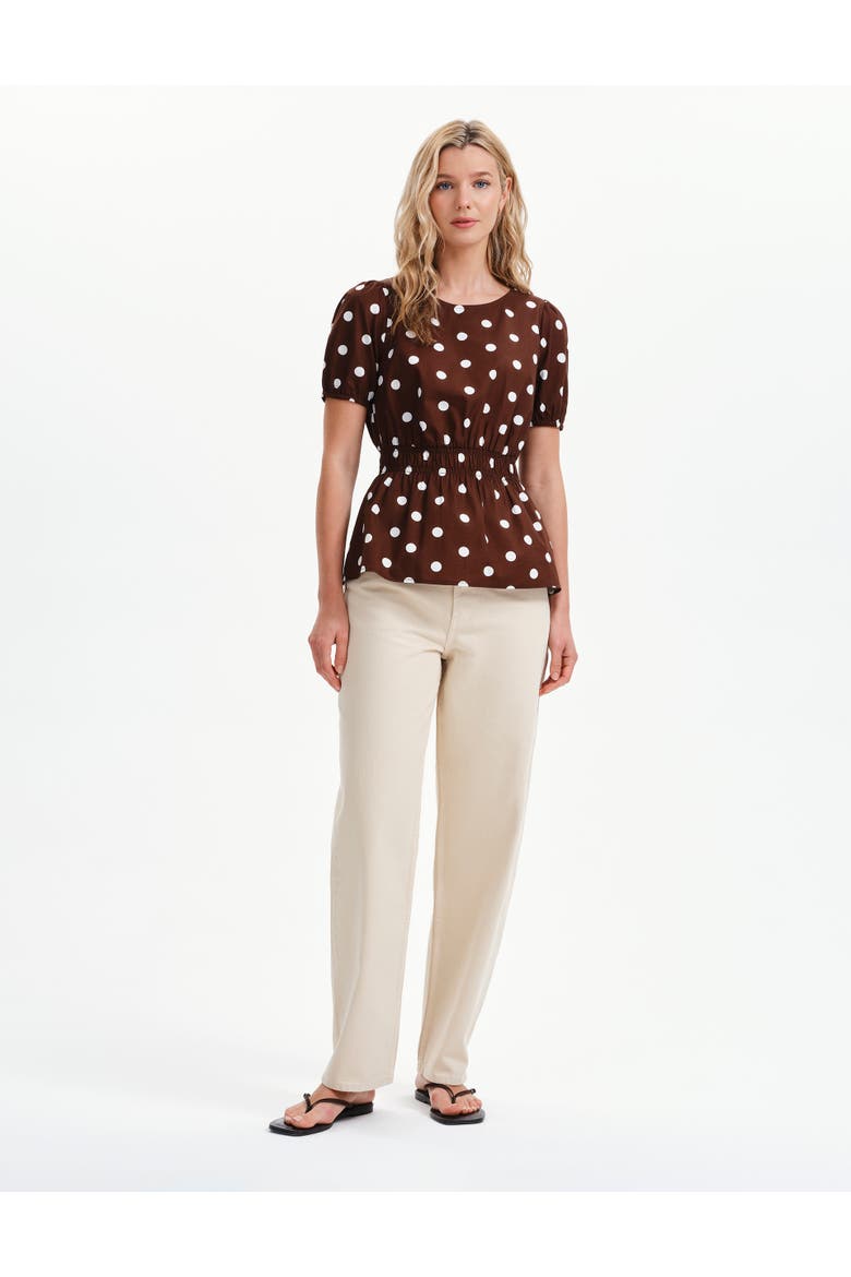 Raya Polka Dot Cotton Short Sleeve Top, Alternate, color, Brown Spot
