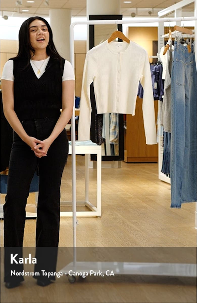 Joanne Crop Organic Cotton Blend Rib Cardigan, sales video thumbnail