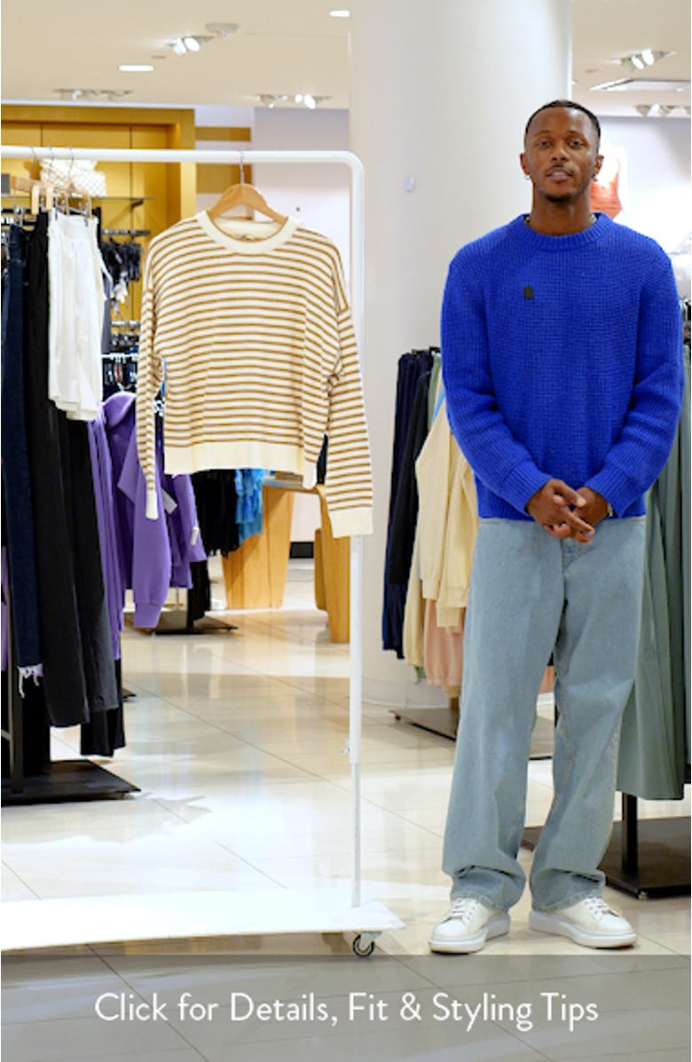 Suki Stripe Cotton Crewneck Sweater, sales video thumbnail