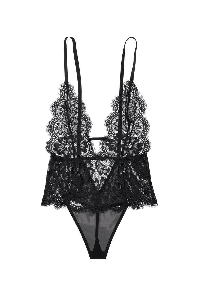 Anouchka Bodysuit Lingerie, Alternate, color, Black