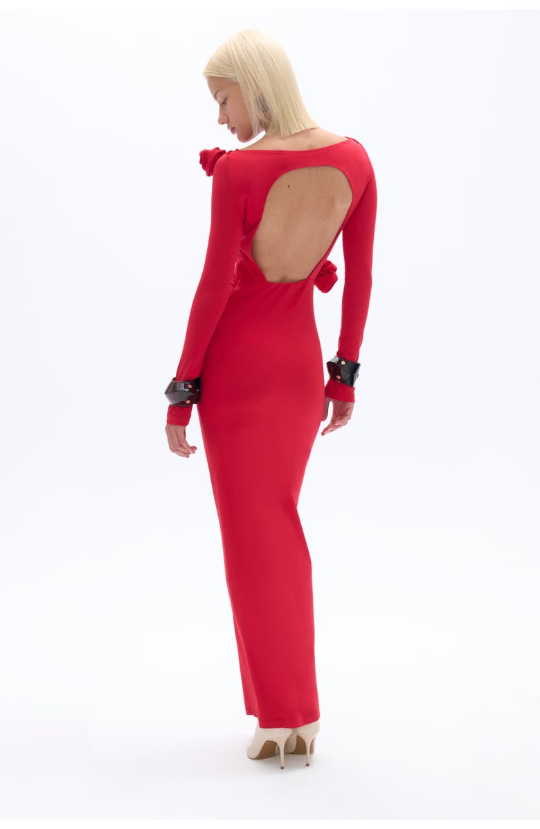 Nocturne Wide Collar Long Dress, Alternate, color,