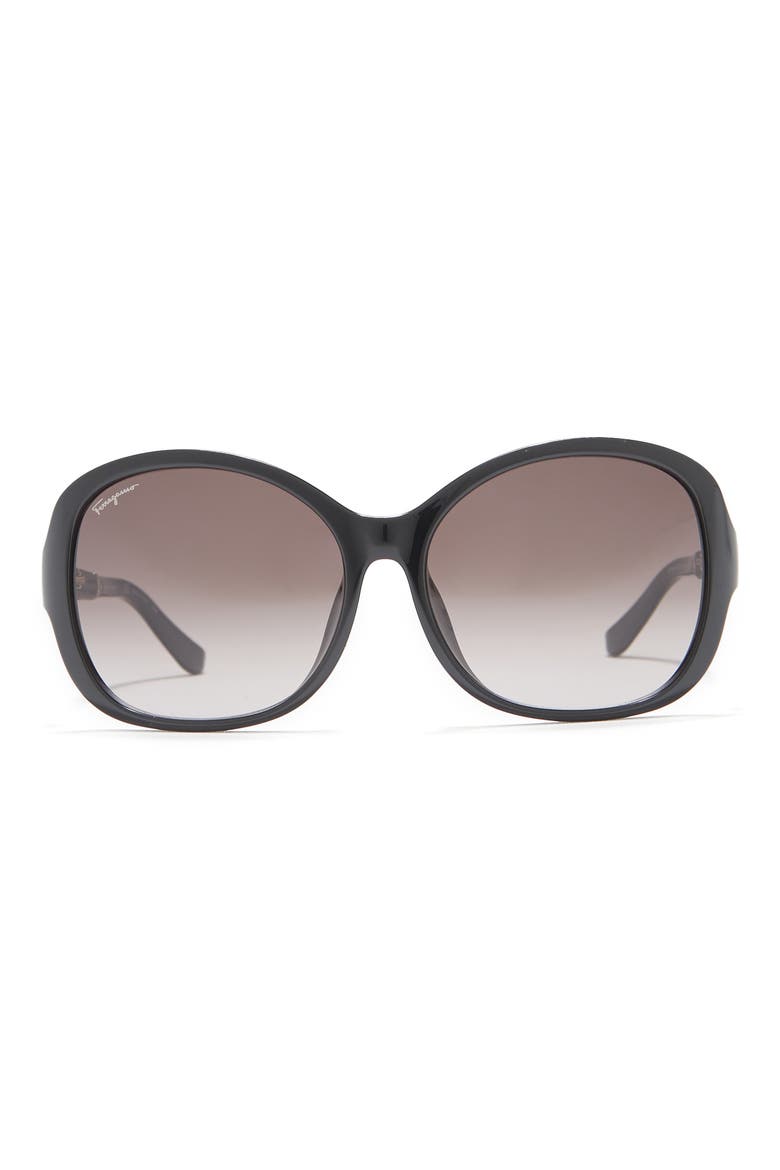 Salvatore Ferragamo 59mm Square Sunglasses, Main, color, BLACK