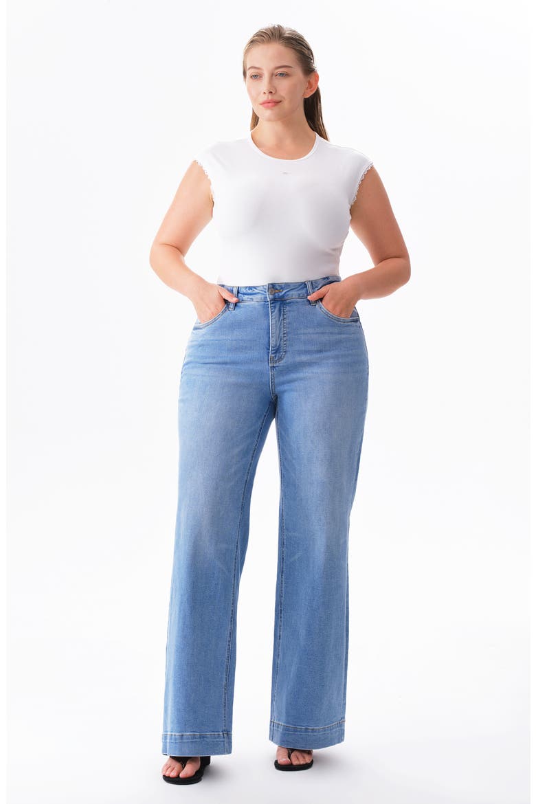 High Waist Wide Leg Jeans, Alternate, color, STRATUS