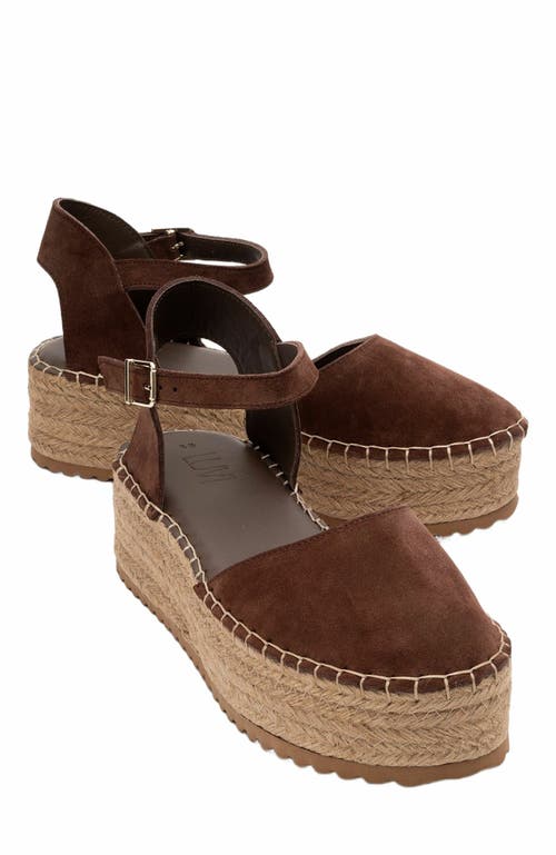 Forever & Always Shoes Viba Leather Espadrille Platform Wedge Sandals in Brown Suede Leather at Nordstrom, Size 7.5