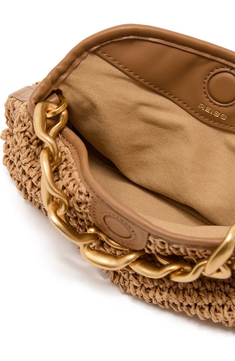 Reiss Peony Raffia Effect Chain Handle Clutch, Alternate, color, Natural