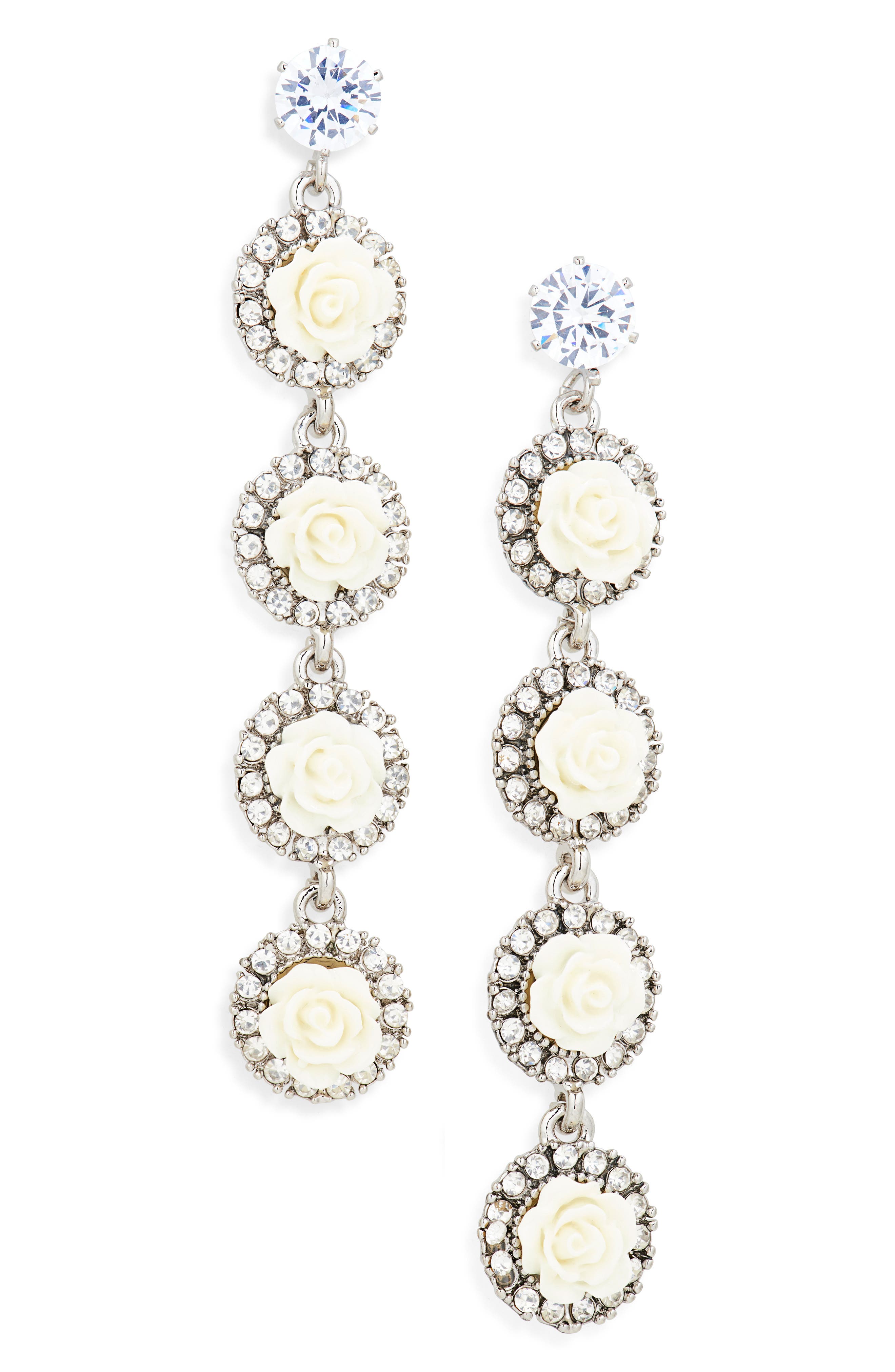 Tasha Crystal Halo Floral Drop Earrings