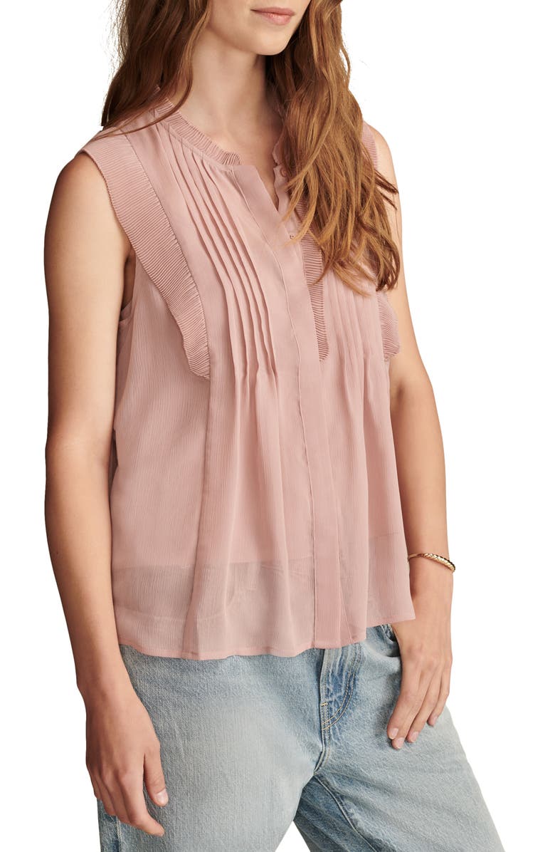 Lucky Brand Pintuck Sleeveless Top, Alternate, color,
