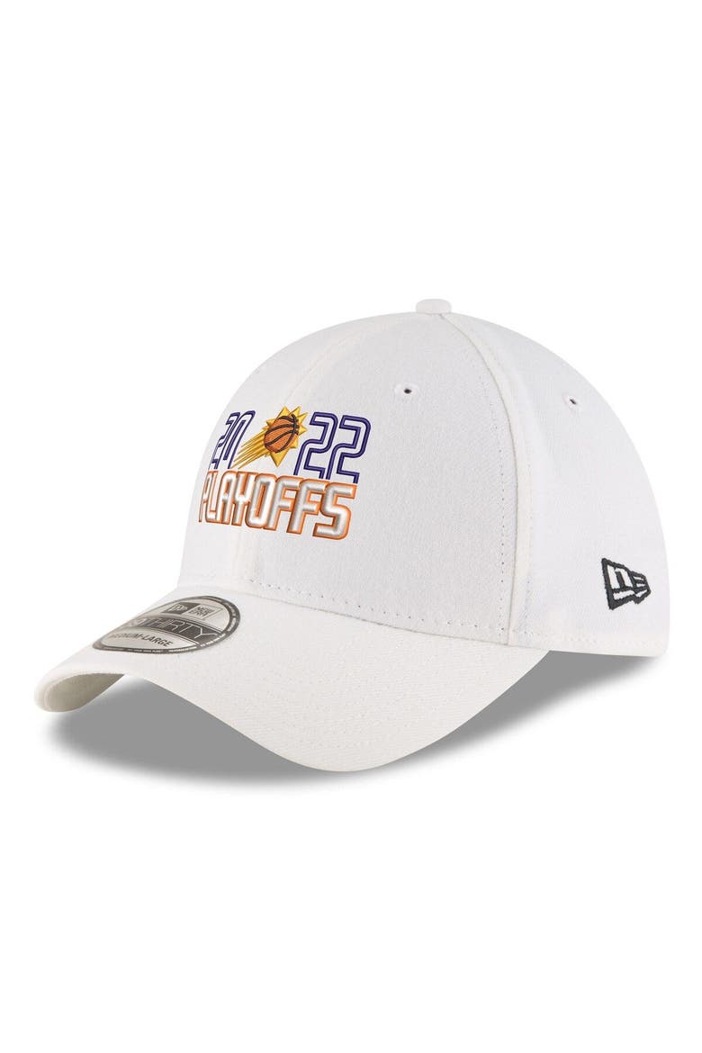 Men's New Era White Phoenix Suns 2022 NBA Playoffs Bubble Letter 39THIRTY Flex Hat, Main, color, White