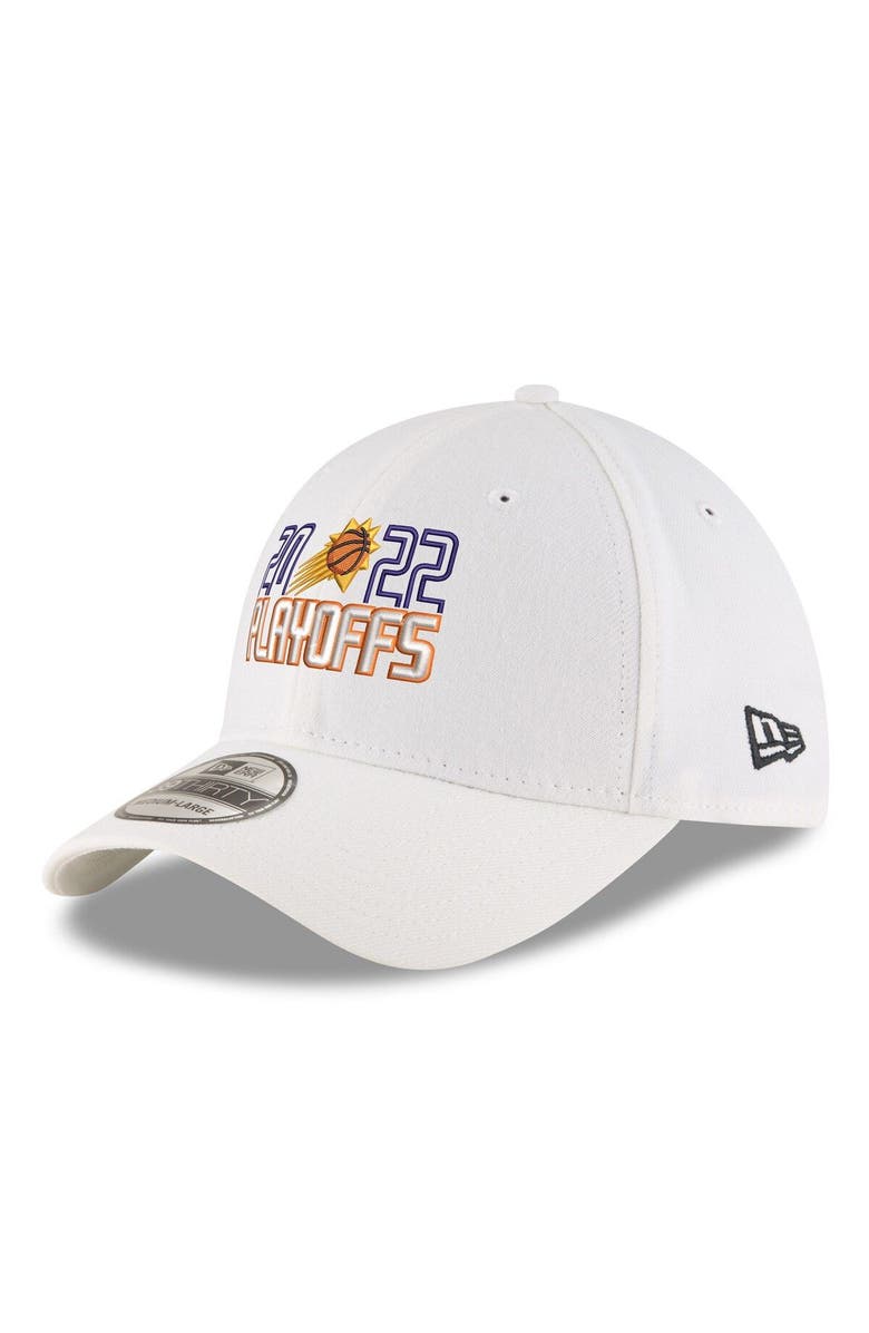 New Era Men's New Era White Phoenix Suns 2022 NBA Playoffs Bubble Letter 39THIRTY Flex Hat, Main, color, 