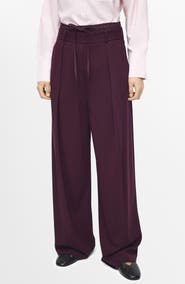 MANGO Double Waist High Rise Straight Leg Pants