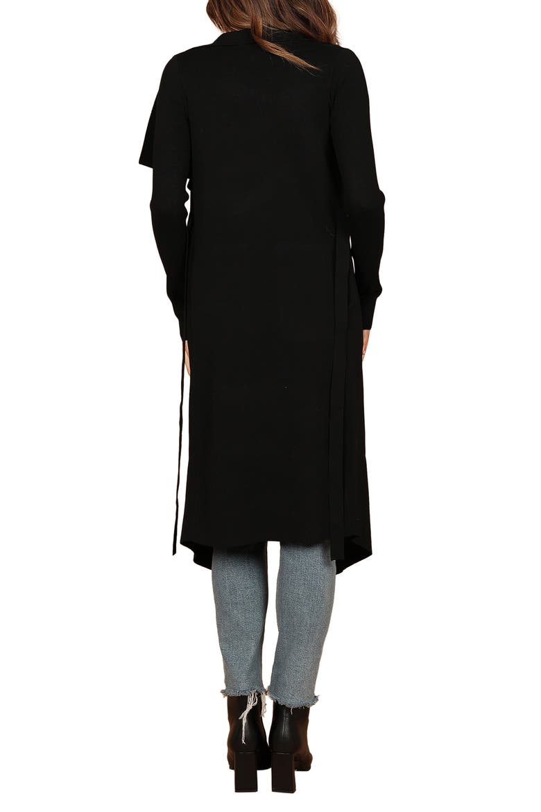 Audrina Tie Front Longline Cardigan, Alternate, color, BLACK