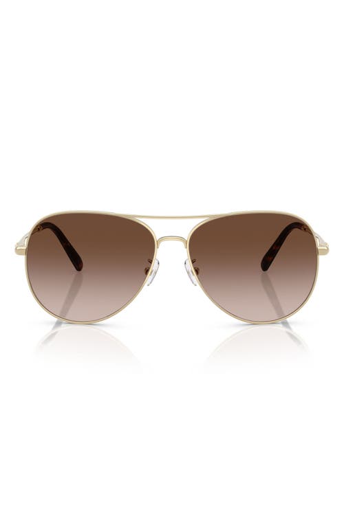 Tory Burch 60mm Pilot Sunglasses In Light Gold/brown Gradient
