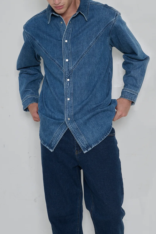 Tt Studios Usher Denim Shirt In Blue