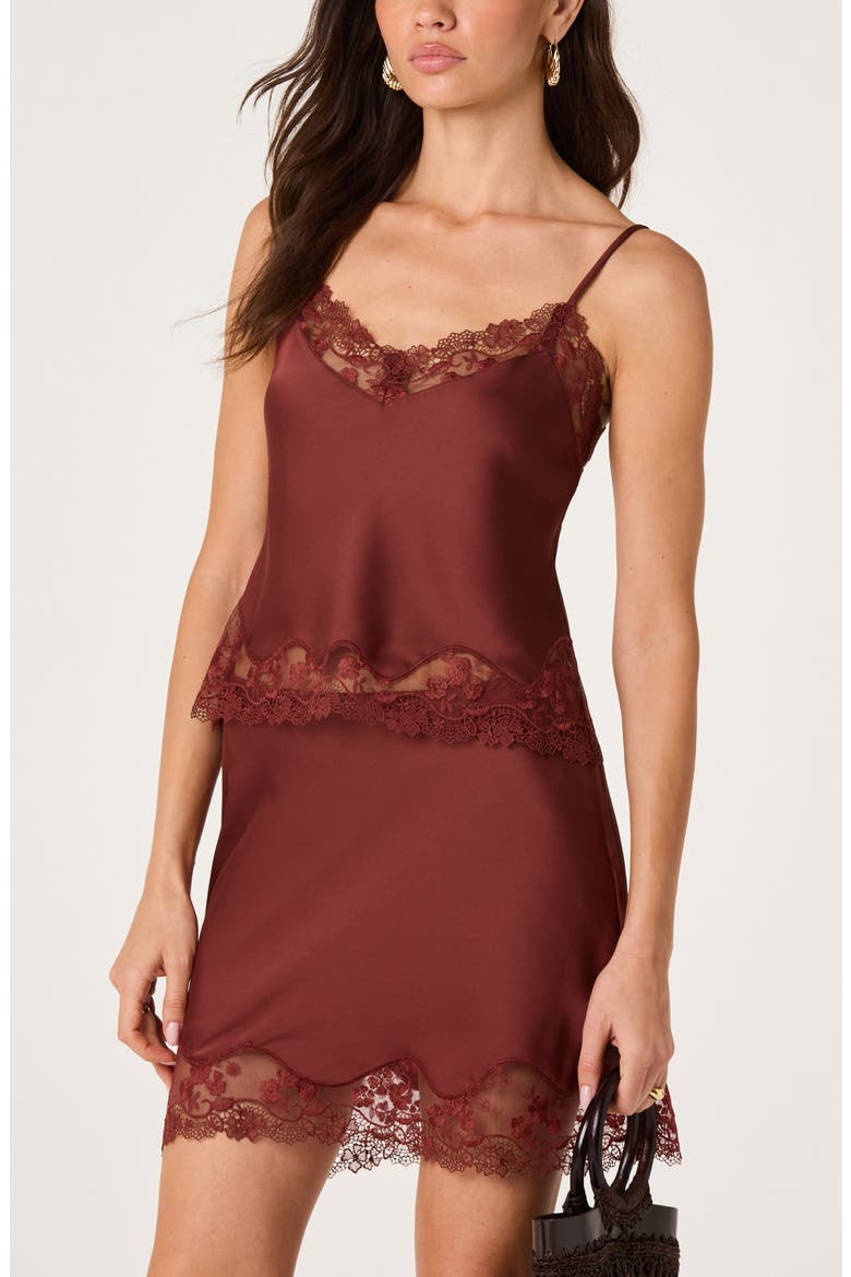 Yulissa Lace Trim Camisole, Alternate, color, RUST