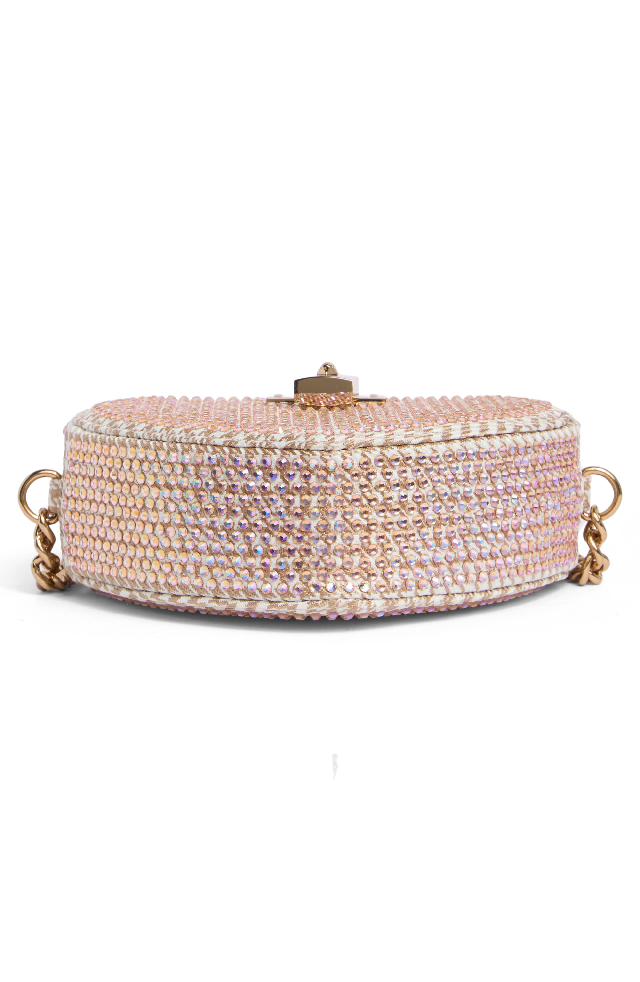 Kurt Geiger London Brixton Crystal Heart Box Clutch, Alternate, color, Beige Oth